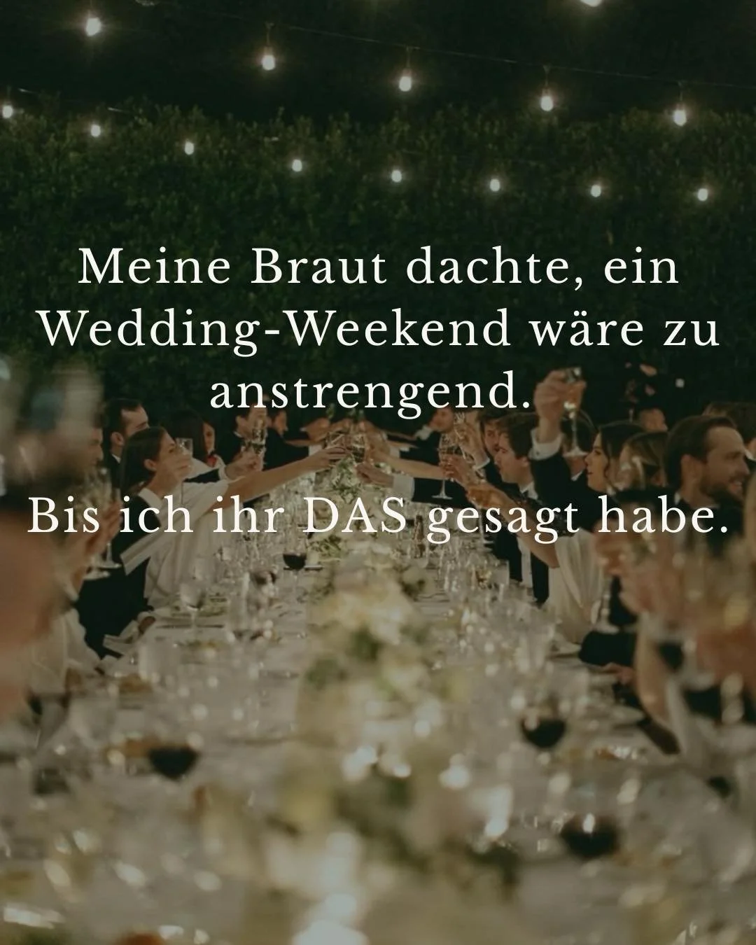 Ein Wedding-Weekend ver&auml;ndert alles, wenn du deine Hochzeit wirklich erleben m&ouml;chtest. 🤍

Der Hochzeitstag kann noch so perfekt geplant sein, am Ende bleibt es aber immer genau das: Ein Tag. 

Wenn ich meine Paare frage, was sie ihnen f&uu
