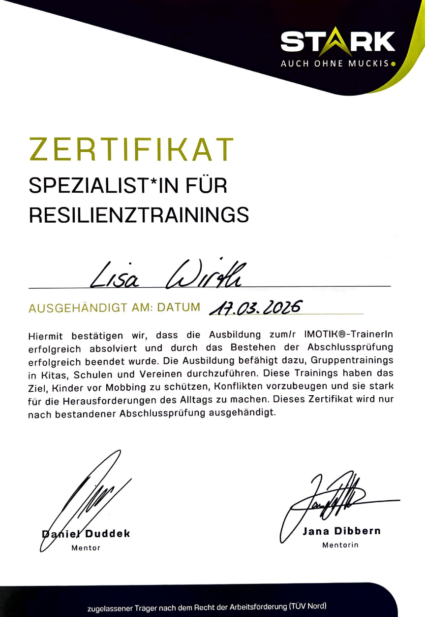IMOTIK® Zertifikat Spezialistin Resilienztraining — Lisa Wirth