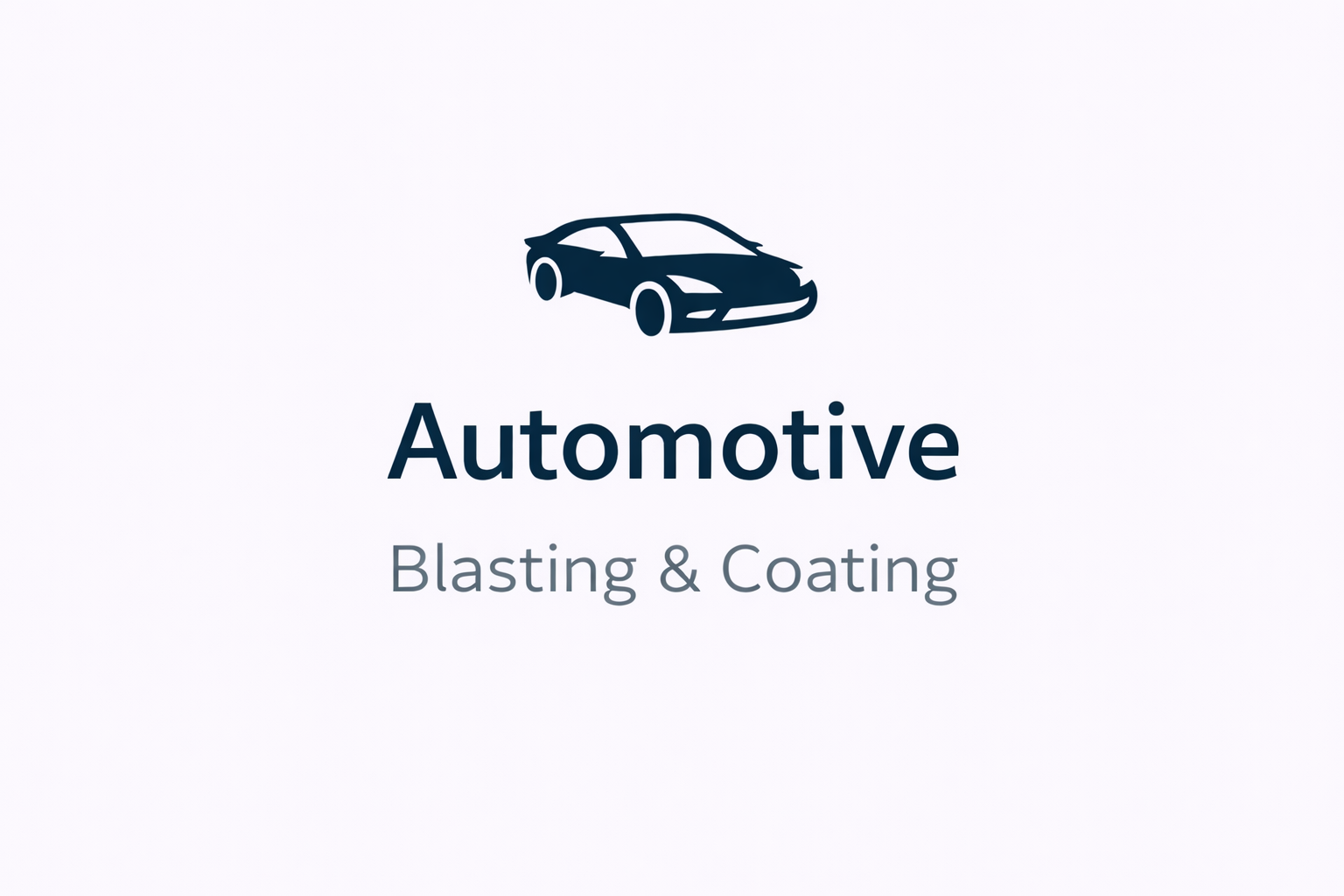 A graphic of a sleek, black sports car above the words "Automotive" and "Blasting & Coating".