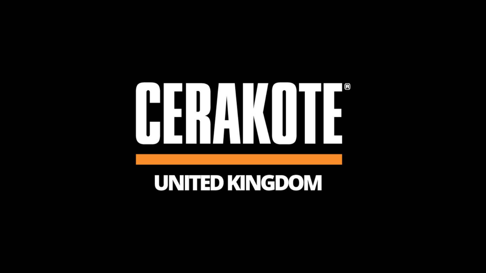 Cerakote logo with black background, white text, and an orange underline, indicating a product or brand associated with the United Kingdom.
