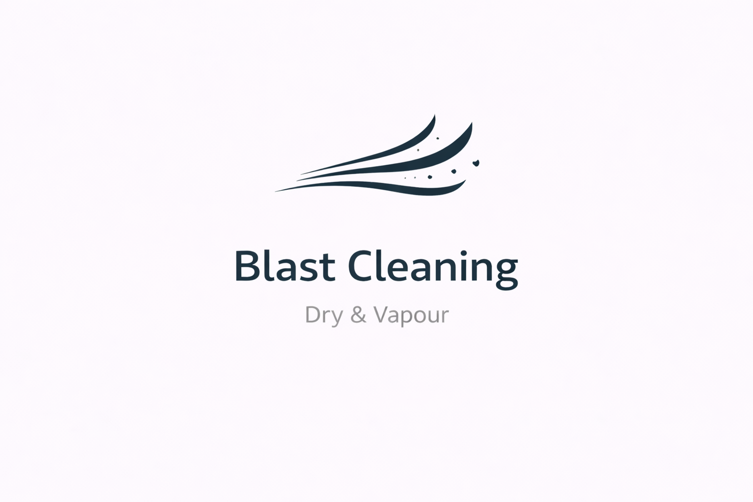 Splash of water droplets with the text 'Blast Cleaning' and 'Dry & Vapour' underneath.