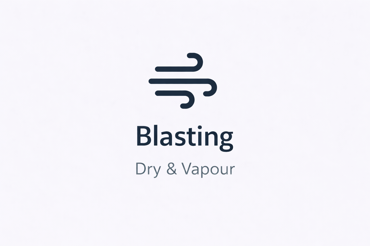 Logo with stylized wind symbol, the word 'Blasting', and the phrase 'Dry & Vapour' underneath.