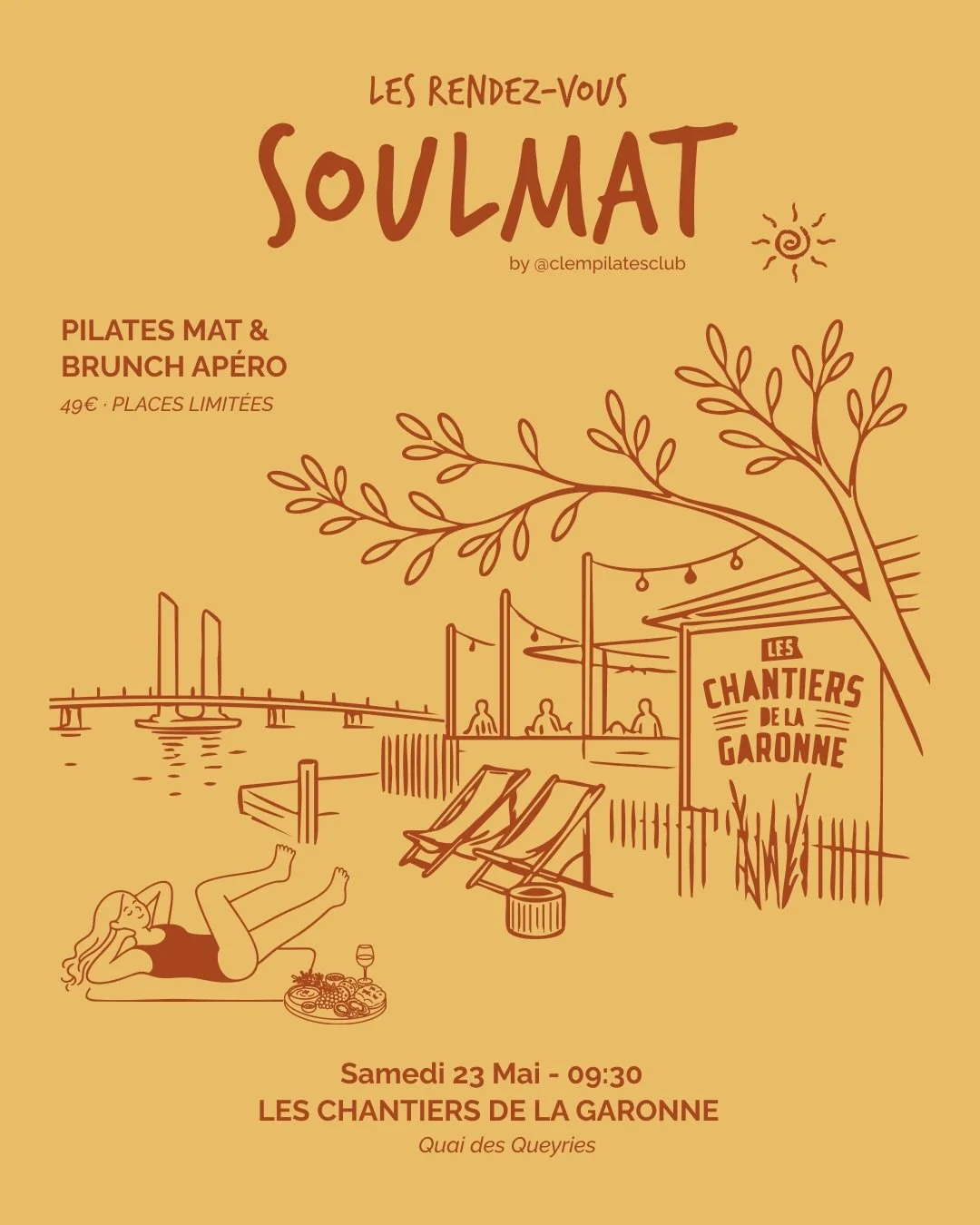 Un samedi matin comme on aimerait en avoir plus souvent 🌞 

On se retrouve aux @chantiersdelagaronne, un spot assez unique &agrave; Bordeaux, entre sable, vue sur l&rsquo;eau et ambiance chill. 

On commence par 50 minutes de Pilates face &agrave; l