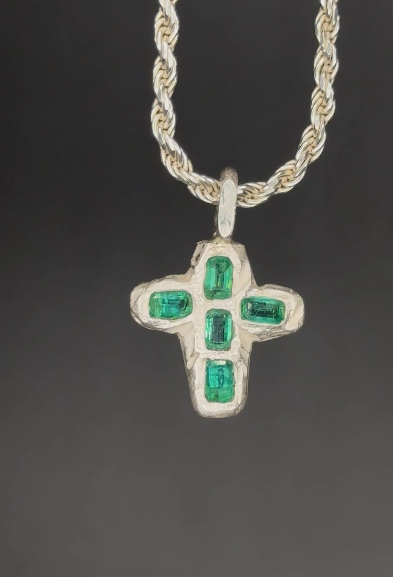 Emerald cross pendant