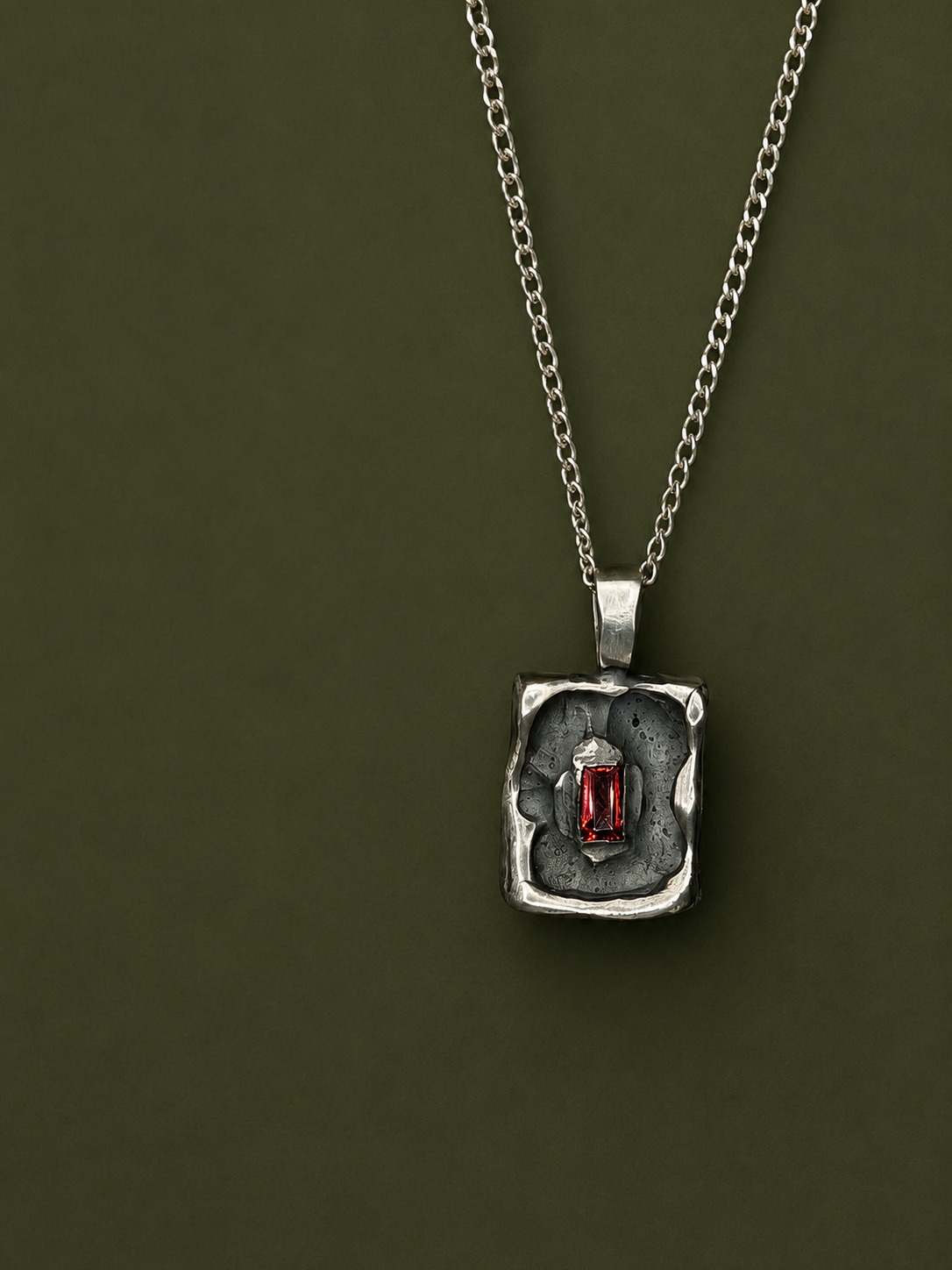 Garnet pendant + chain
