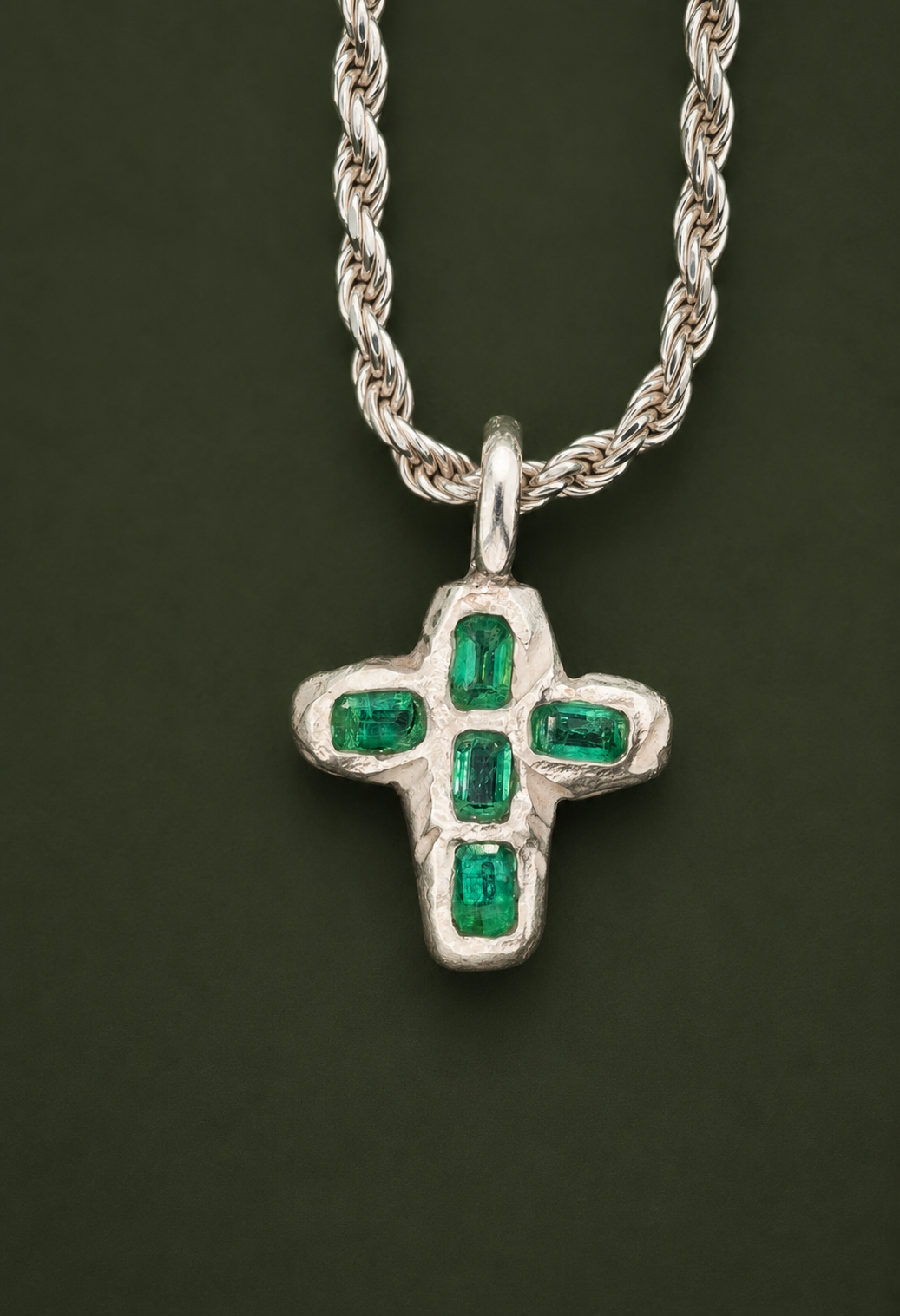 Emerald cross pendant