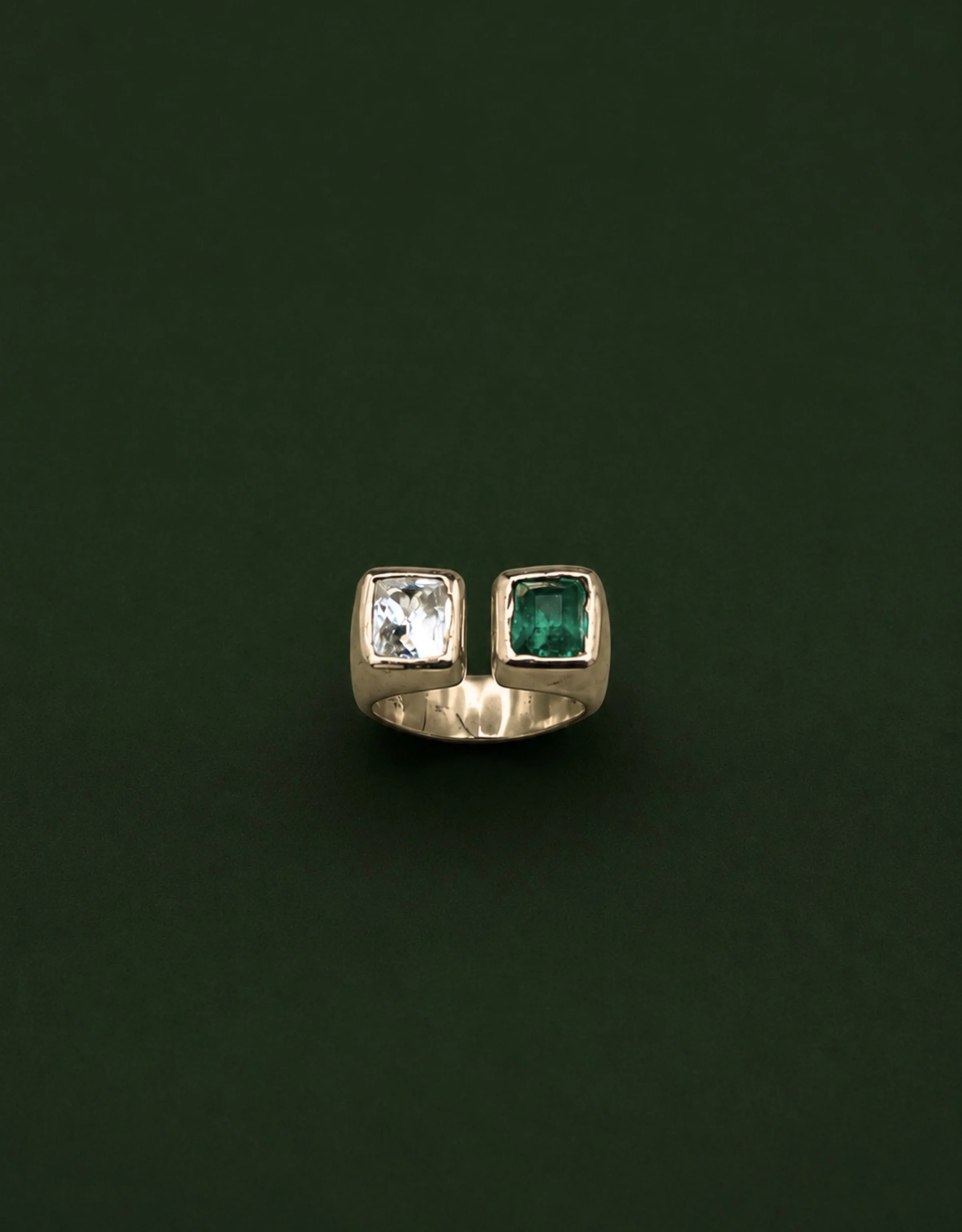 Double stone ring in 14k solid gold