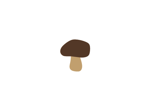 Simple illustration of a mushroom with a brown cap and beige stem.