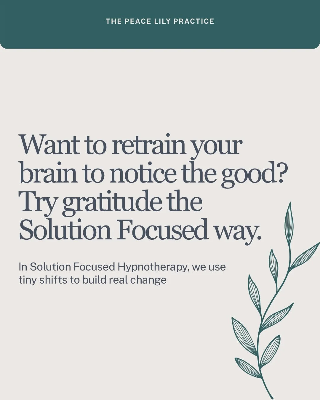 At The Peace Lily Practice, I use simple, science backed tools to help the brain shift its focus from stress to possibility.
One of the most powerful is gratitude not the pressured kind, but the gentle, solution focused kind.

By noticing what went w