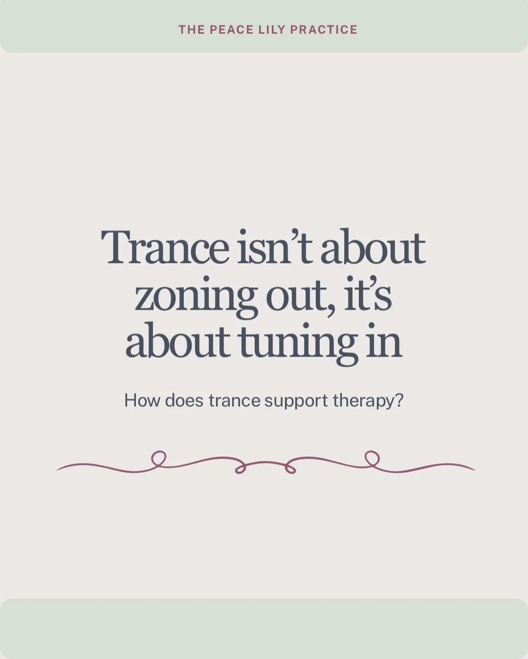 🌿 How Trance Supports therapy 

At The Peace Lily Practice, I use psychotherapy and hypnotherapy to support the brain&rsquo;s natural ability to adapt and grow.
By creating a calm, focused state, we reduce mental noise and make space for positive, l