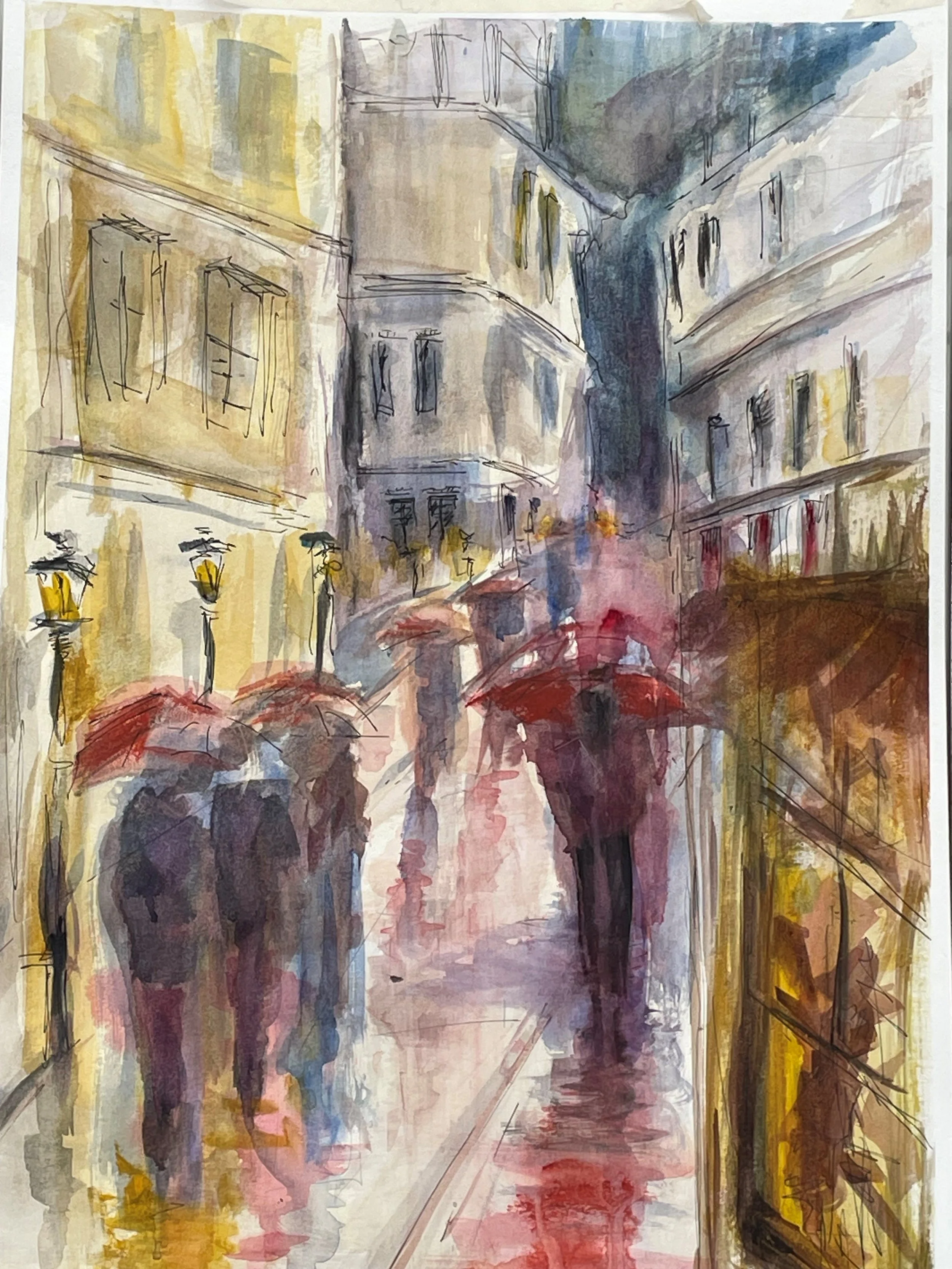 Rainy City Streets in Town
