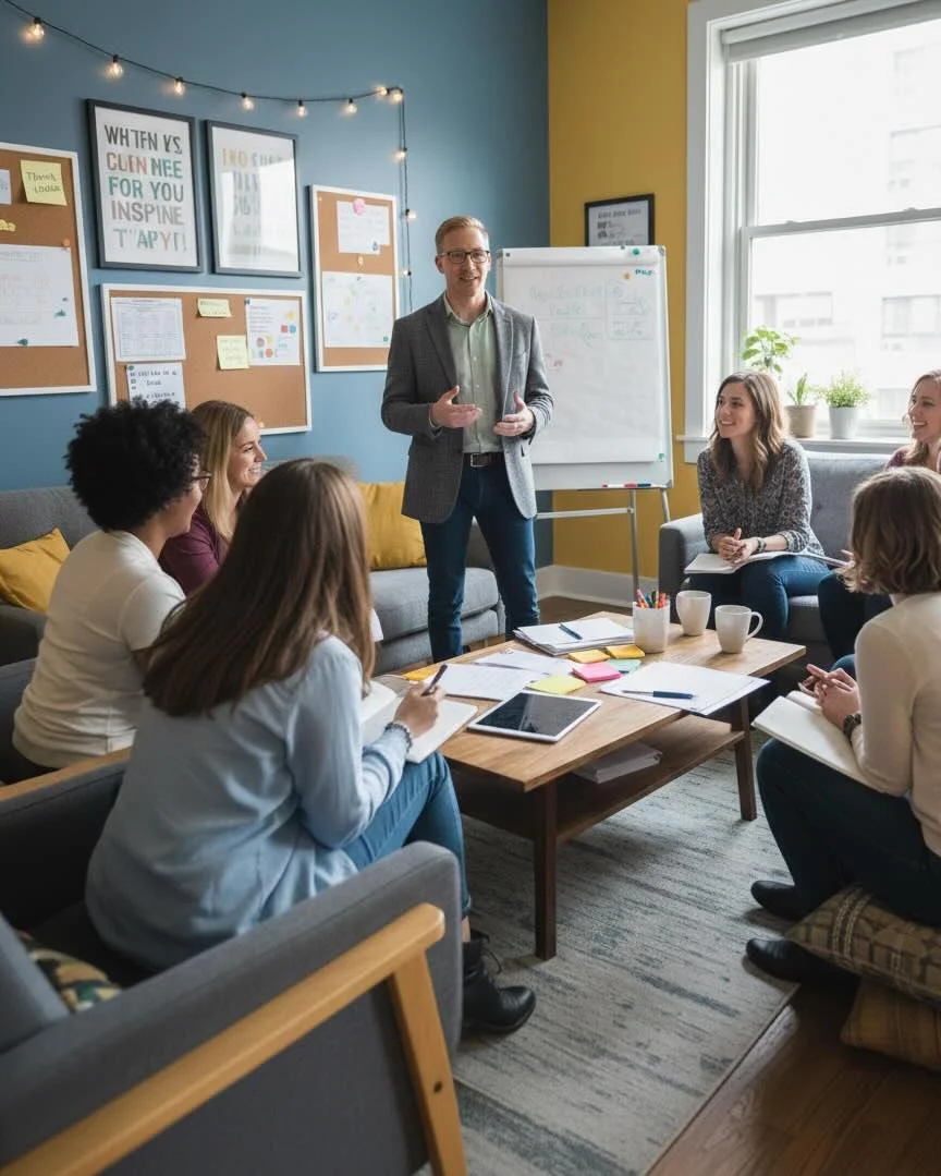 Small group teacher writing workshop with instructor