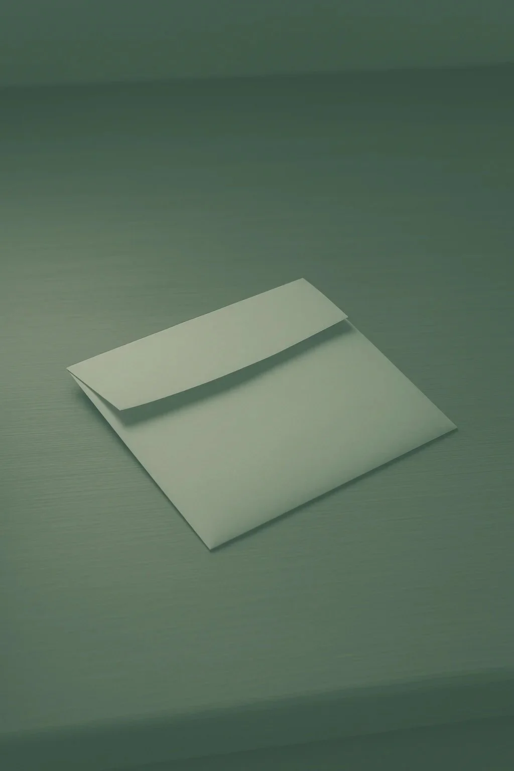 A white envelope on a grey surface, with its flap partially open.