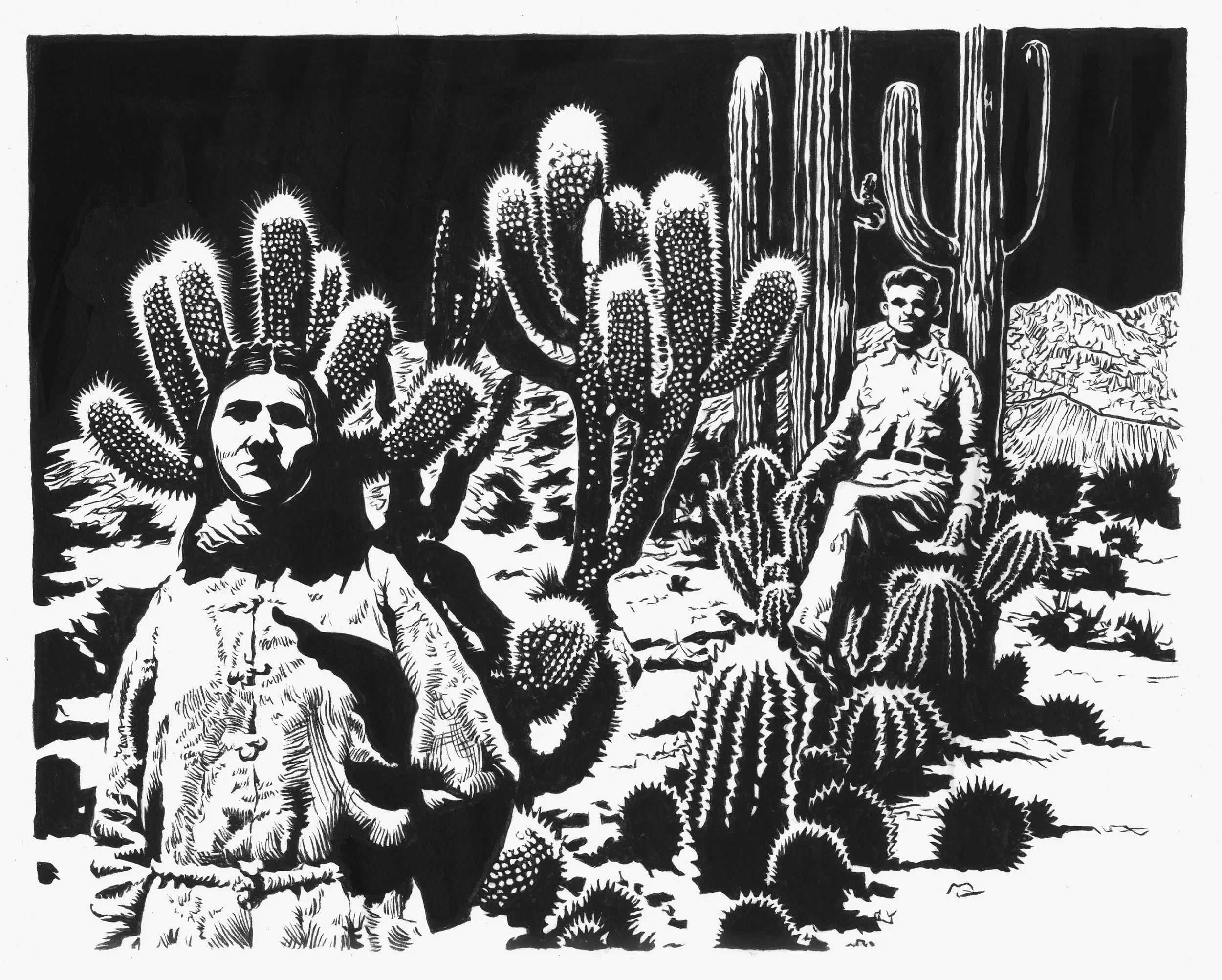 Cactus Queen, Cactus King / 14x17" / Sold