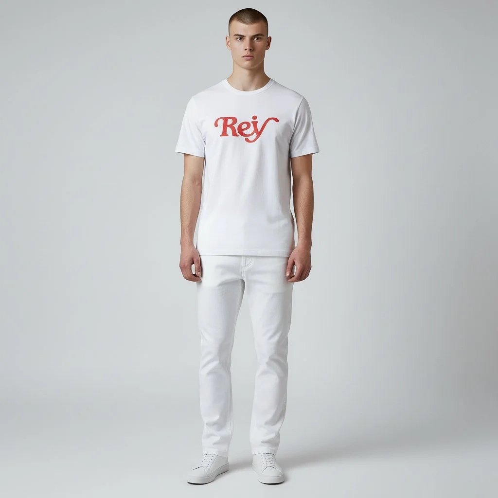 Rey - White Puff Print Tee