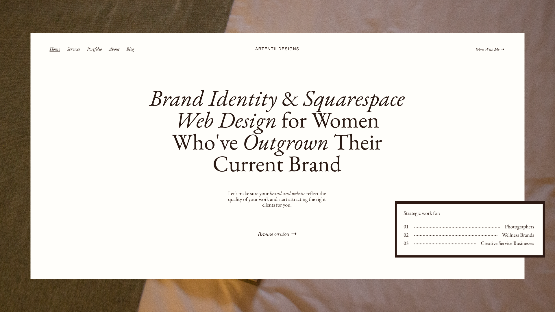 Website improvements I did on my website to book more high-paying and aligned clients as a brand and Squarespace designer