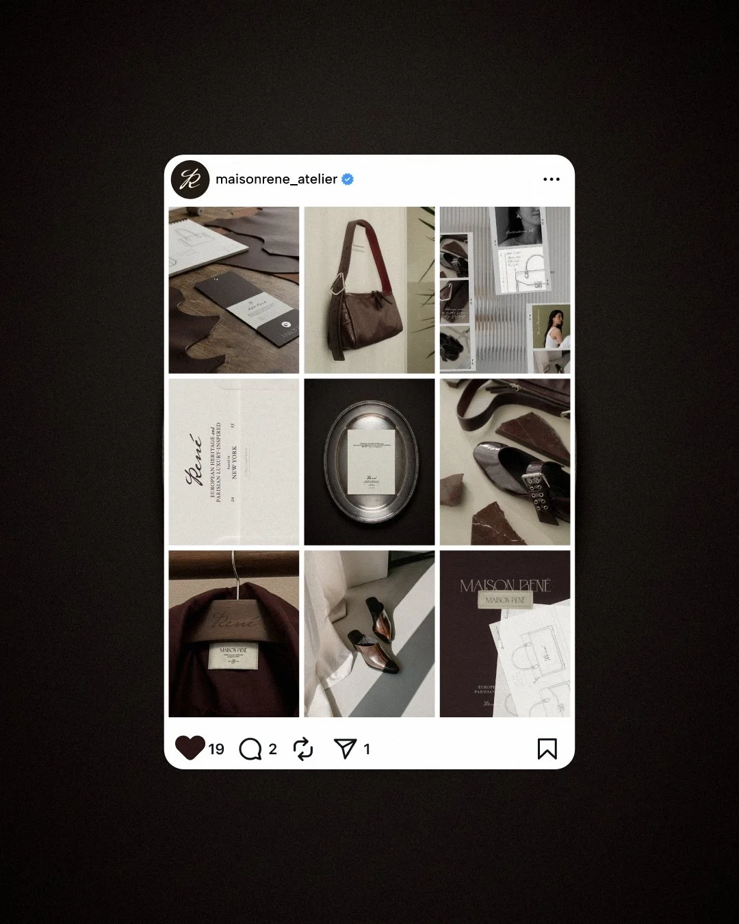 Maison René brand identity — social media design and visual brand system by Artentii Designs