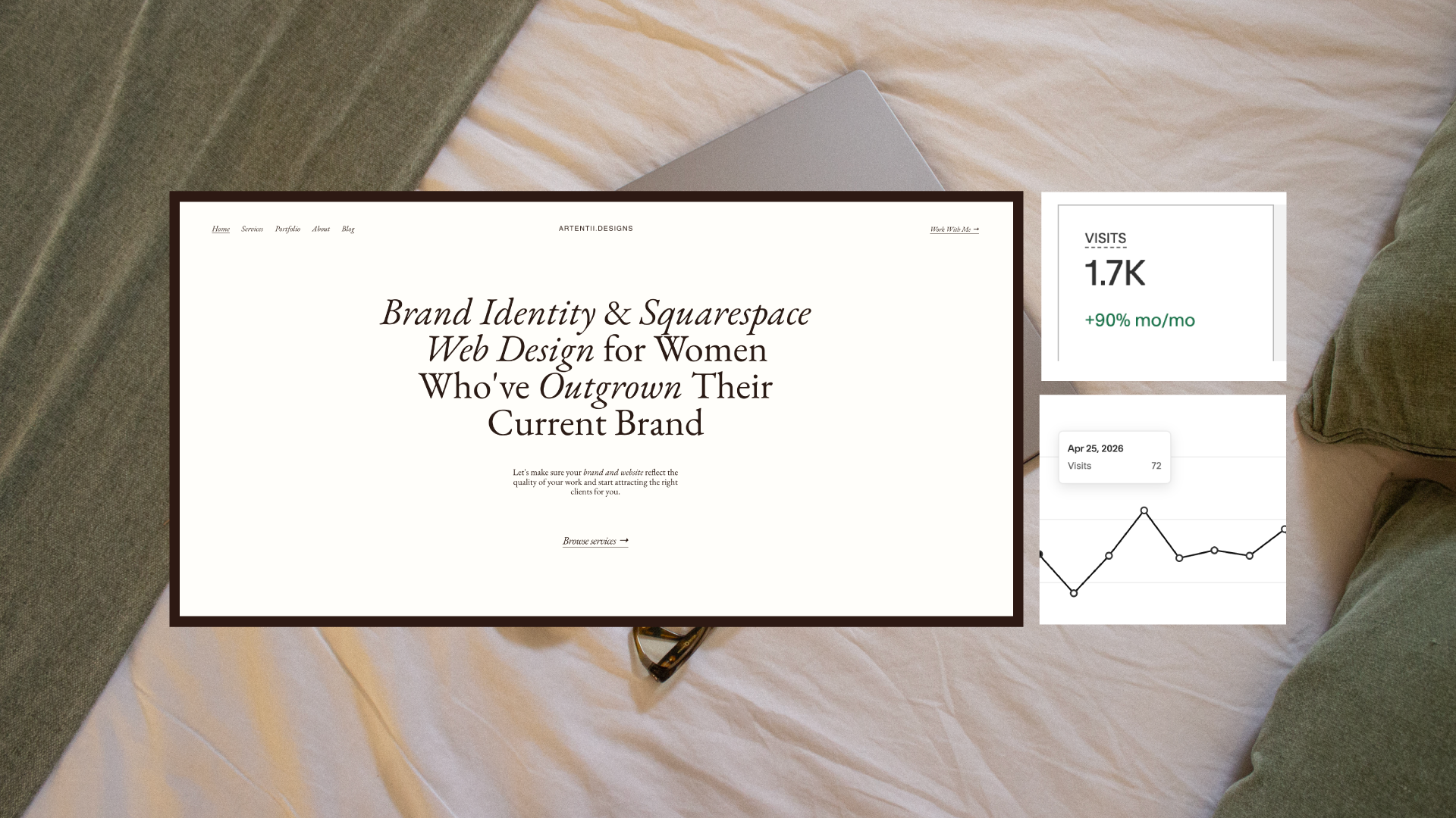 Website improvements I did on my website to book more high-paying and aligned clients as a brand and Squarespace designer