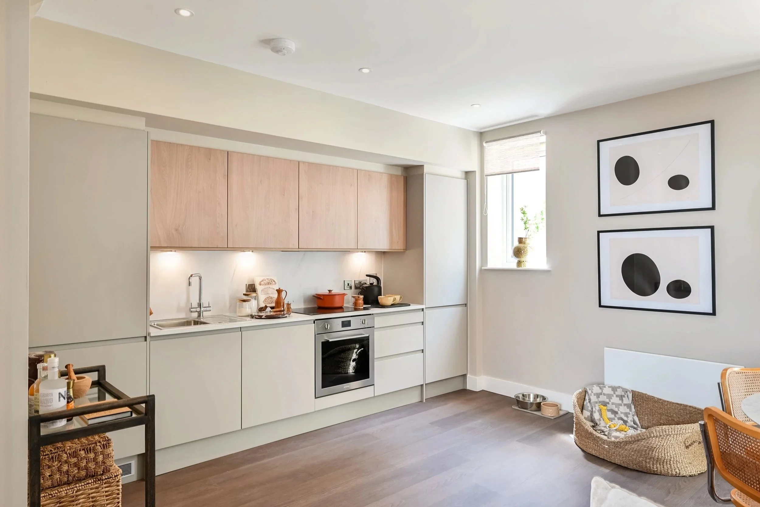 An open plan kitchen accessorised and styled by The Fable