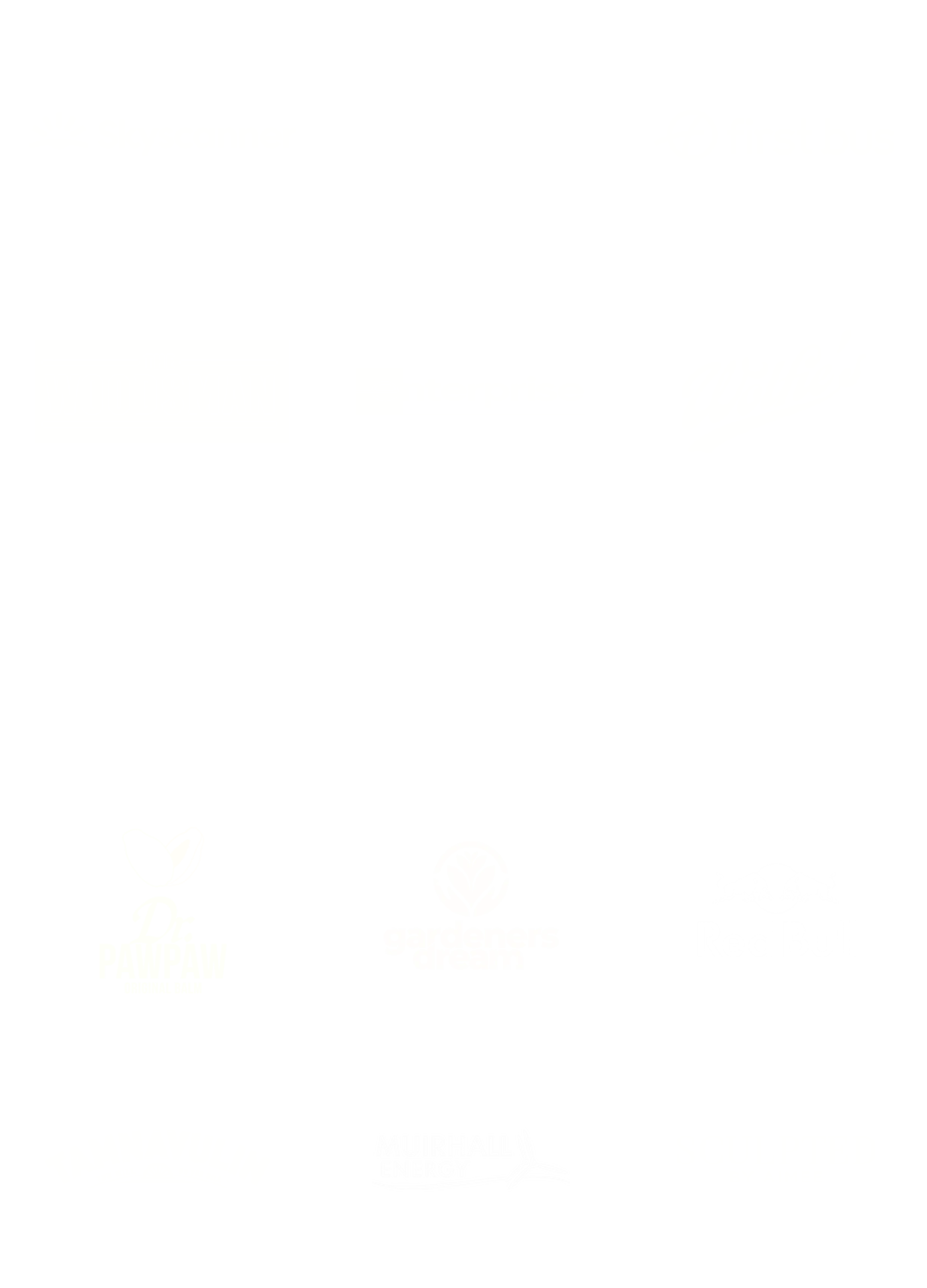Collection of various black and white logos from different brands including Skyscanner, Whyte & Mackay, First Bus, The Woodsman, Enterprise, Woolie's, SGN, Time & Tide, Minions, Dr. PawPaw, Gardeners' Dream, Red Bull, Tamnavulin, Muirhall Energy, and Sculpted by Aimee.