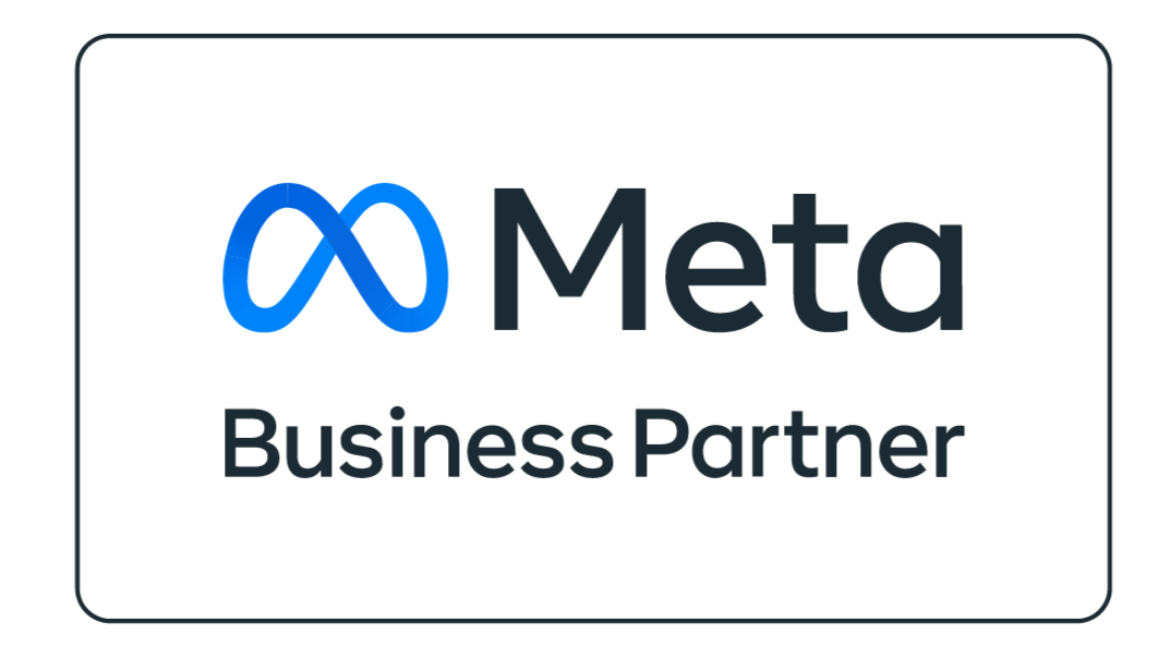 Meta logo with blue infinity symbol, text 'Meta Business Partner' on a white background.