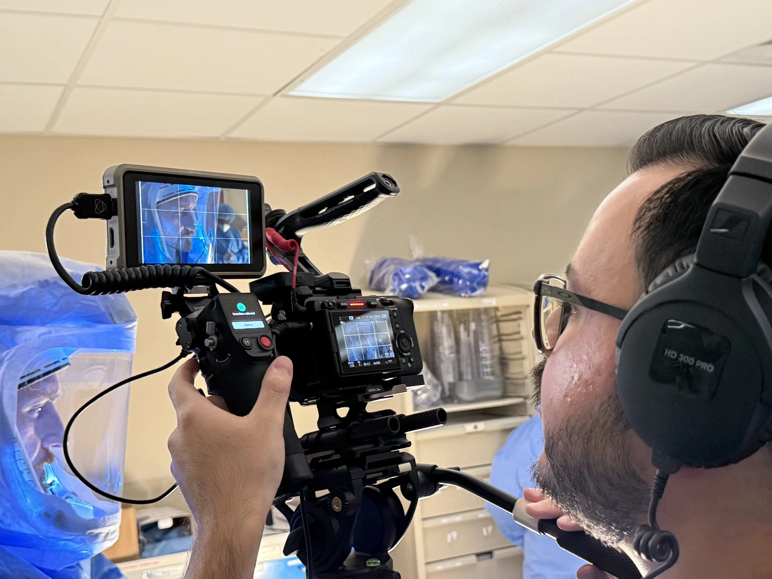 Capturing a close-up of Colton with Fran Allen, RN, in the background.