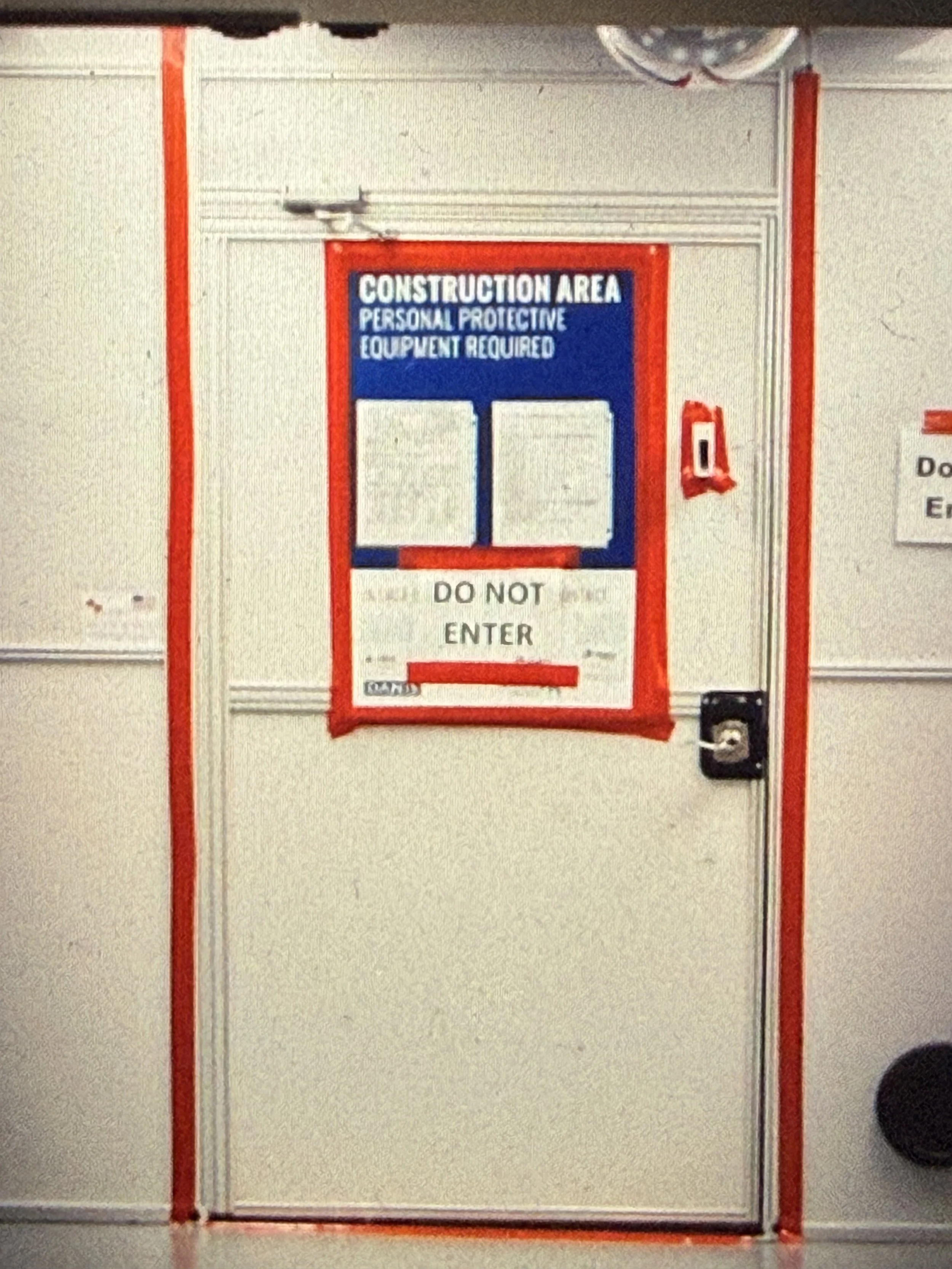 These temporary walls were visible throughout the hospital during the COVID-19 Pandemic.
