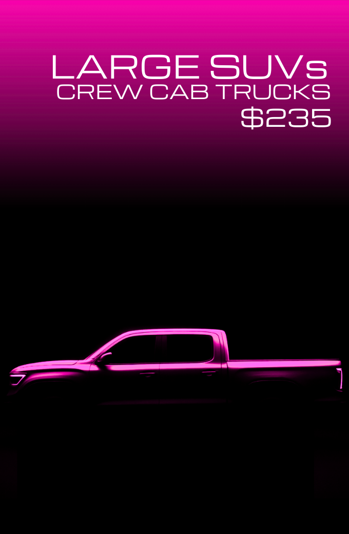 Pink graphic of a truck.