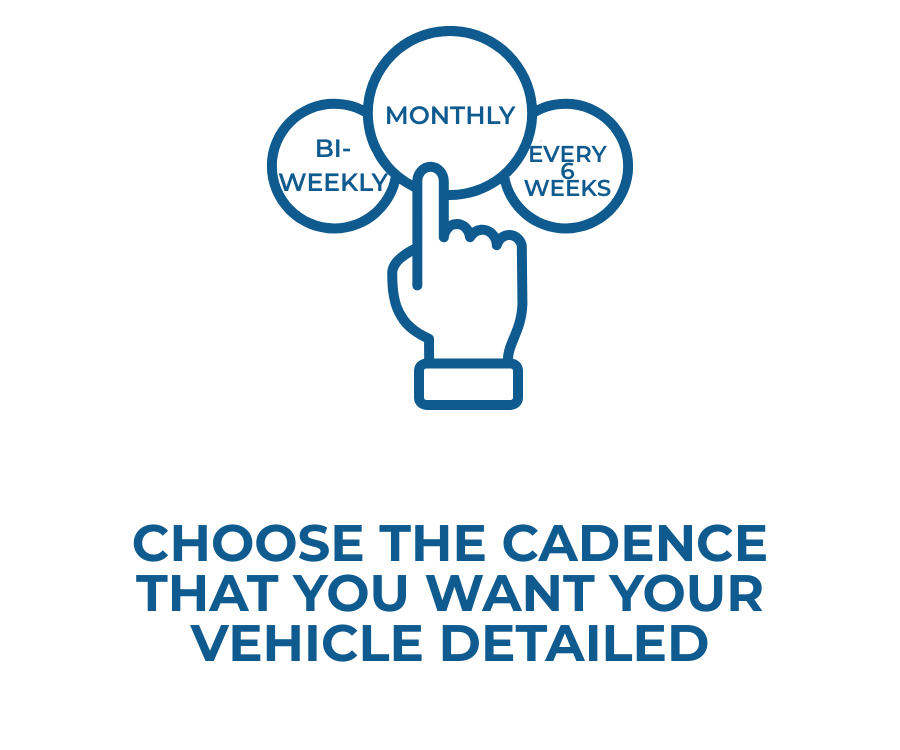infographic explaining you choose the cadence of how often you get your vehicle detailed