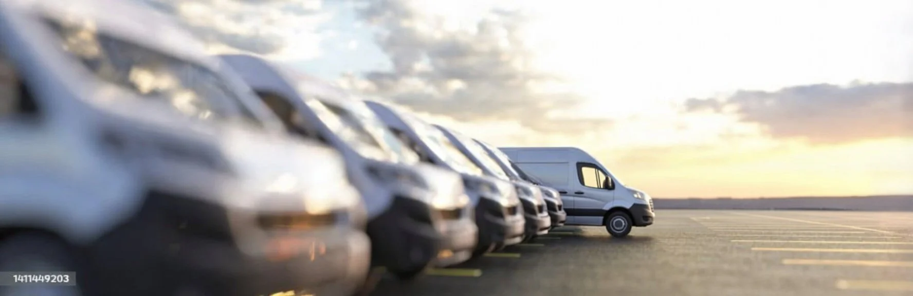fleet of company's vans on a fleet maintenance detailing plan