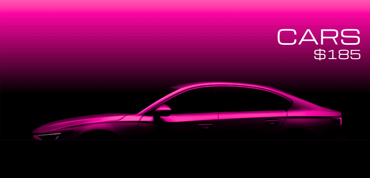 Pink graphic of a car.