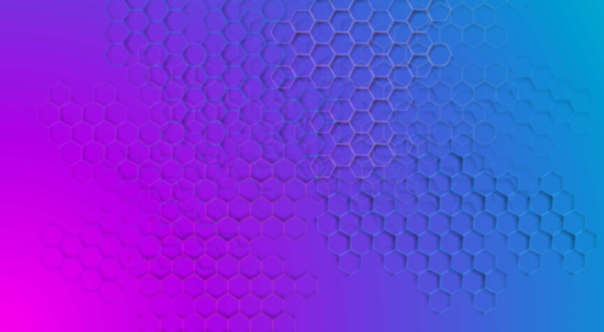 Abstract background with blue, purple, and pink gradient featuring a pattern of interconnected hexagons.
