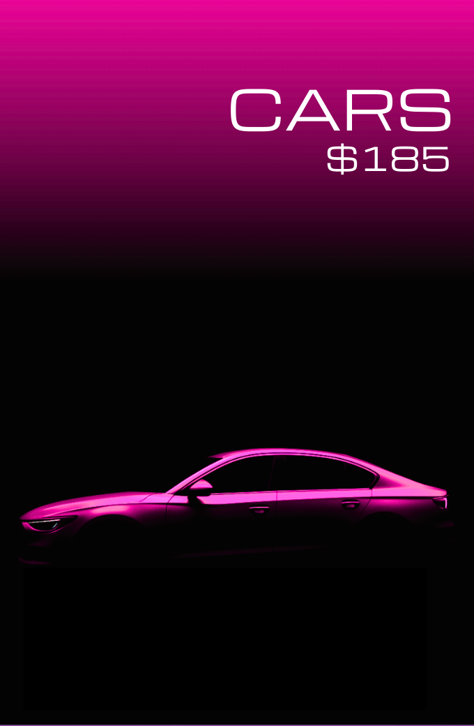 Pink graphic of a SUV.