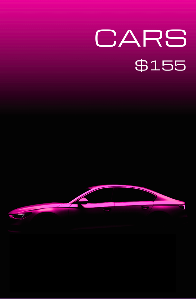 Graphic that has a car and shows the price is $155.