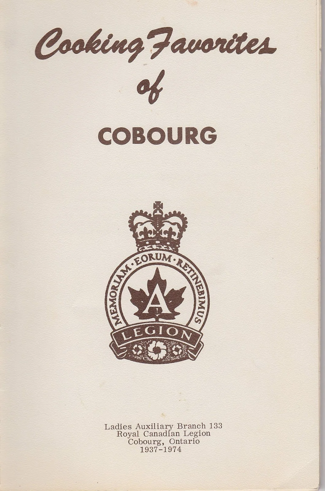 Cover of Cooking Favorites of Cobourg Cookbook