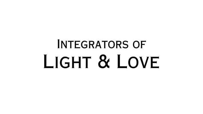 Text art image with the phrase "Integrators of Light & Love" in black letters on a white background.
