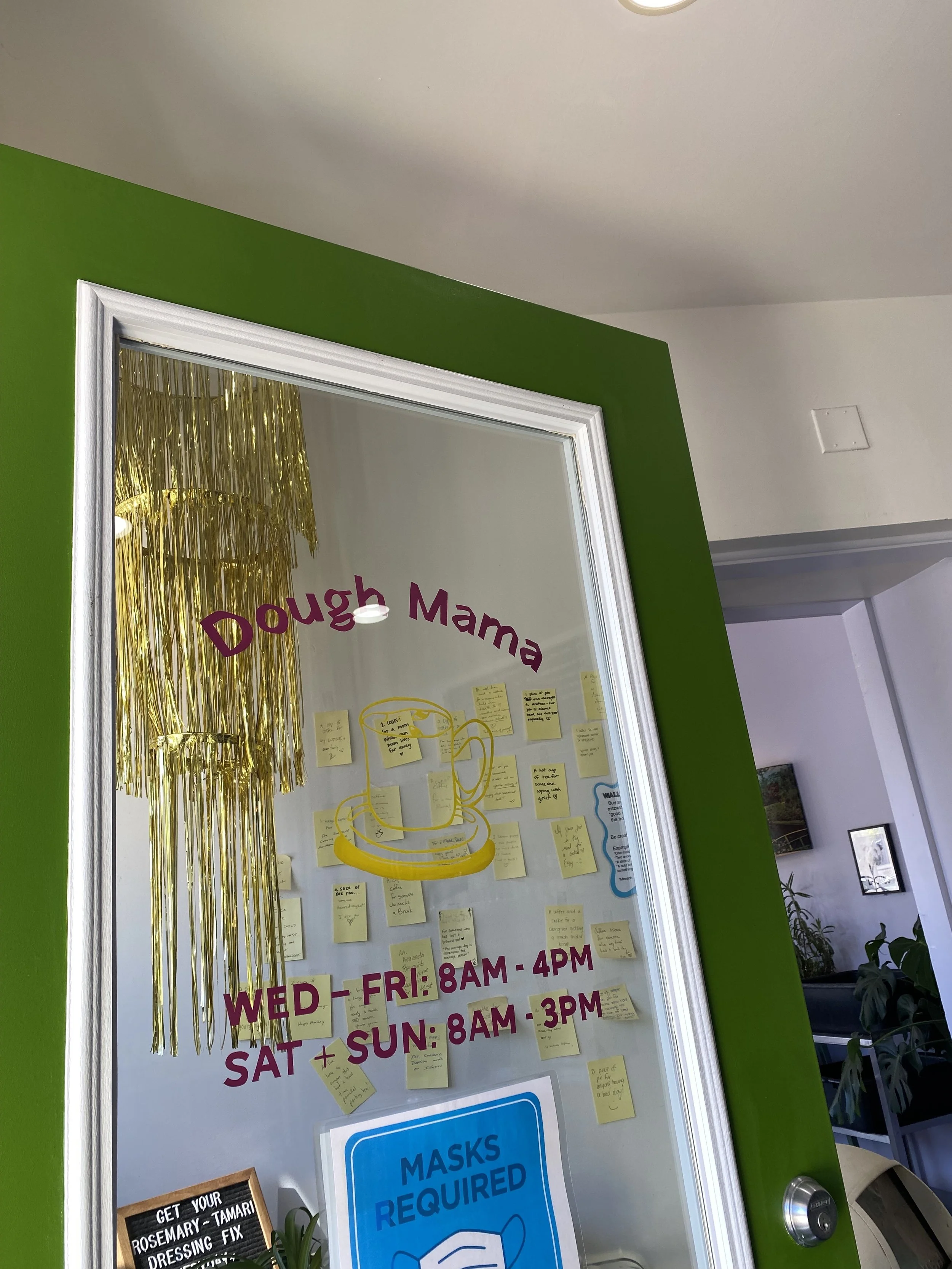 Hand Painted - in reverse on interior of door