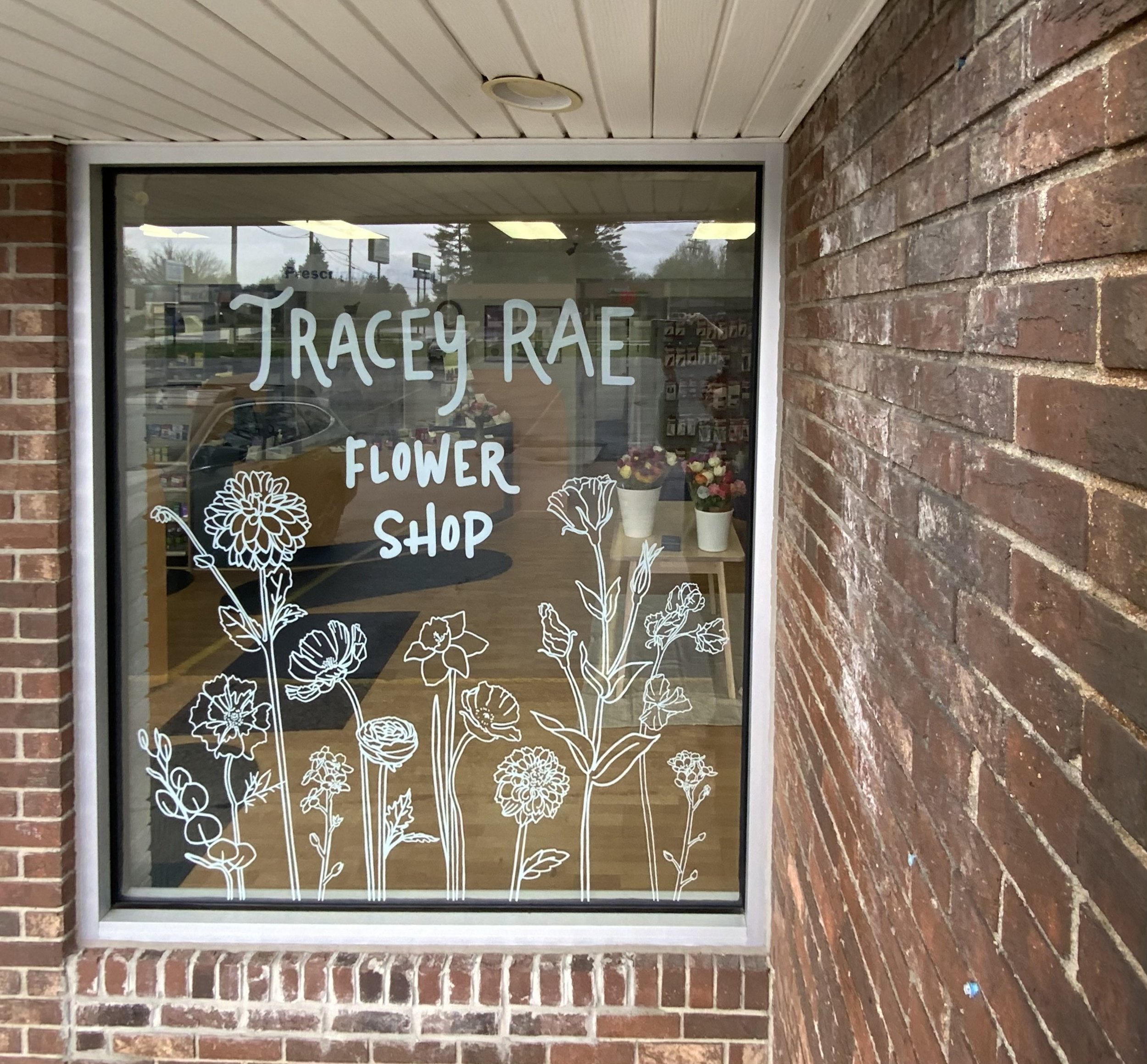 Hand Painted - in reverse on interior of window