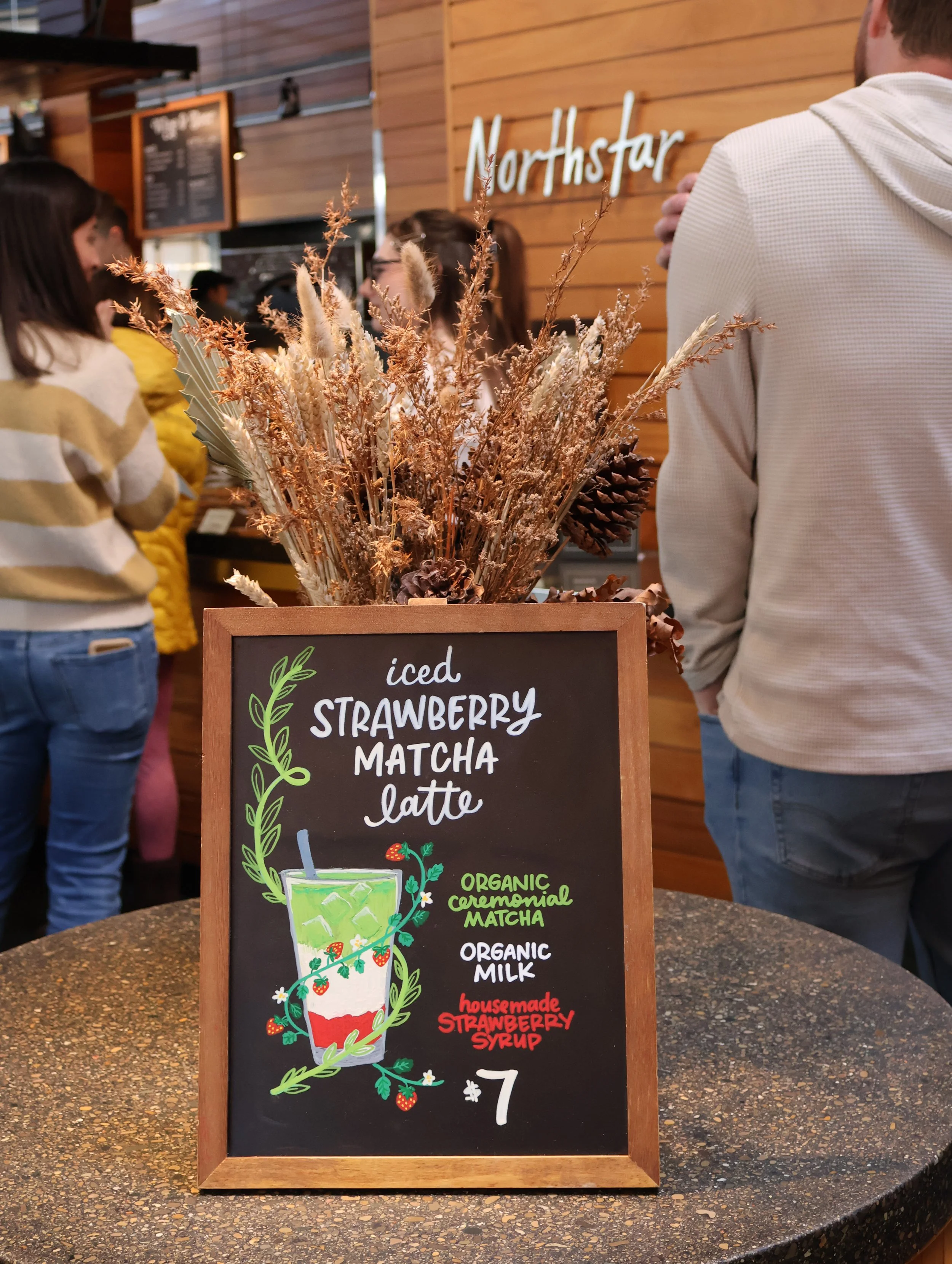 Design layout, Hand Lettering, and Hand Painted easel sign for Northstar Cafe: Easton