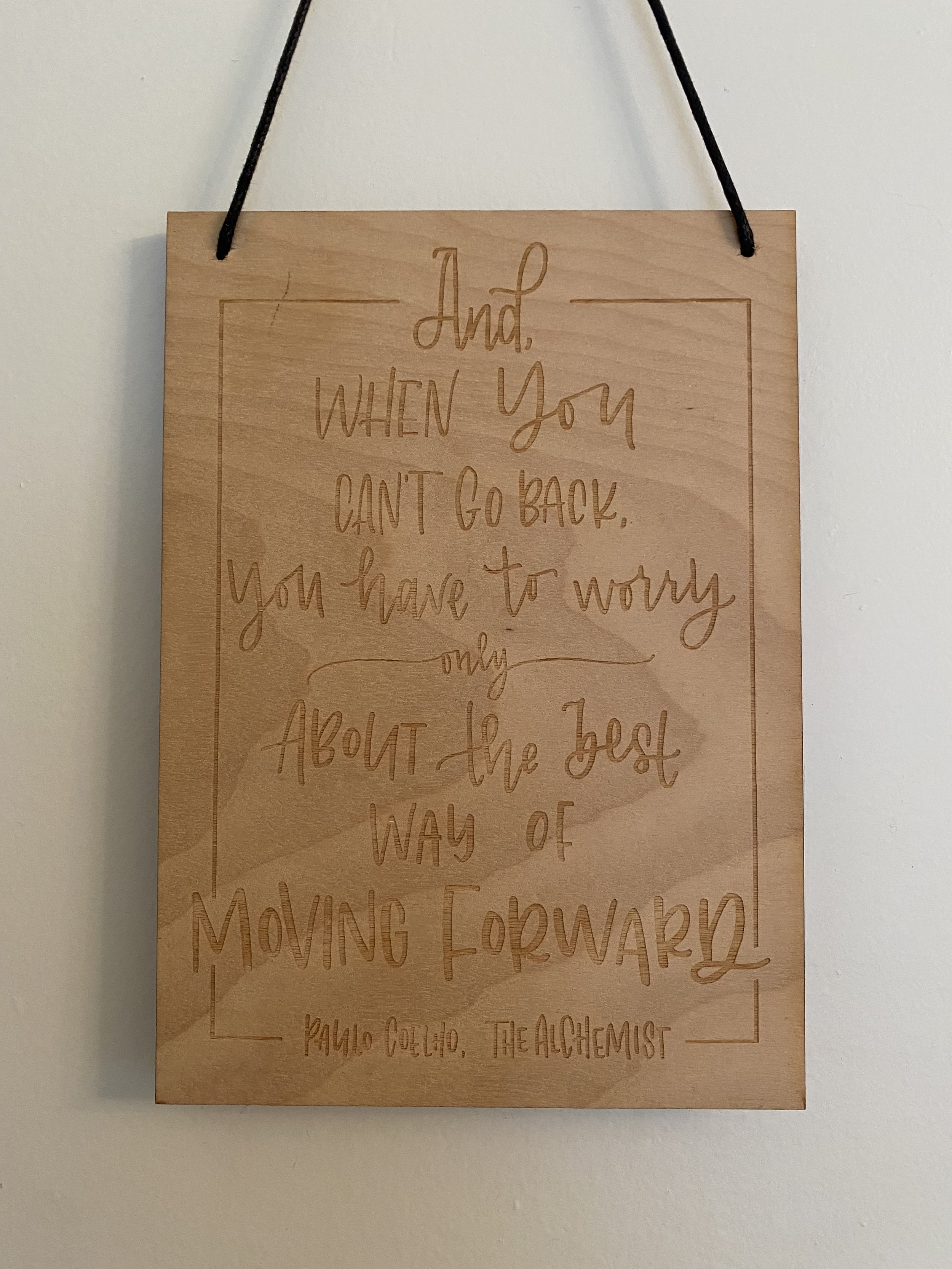 Hand Lettering laser etched into wood