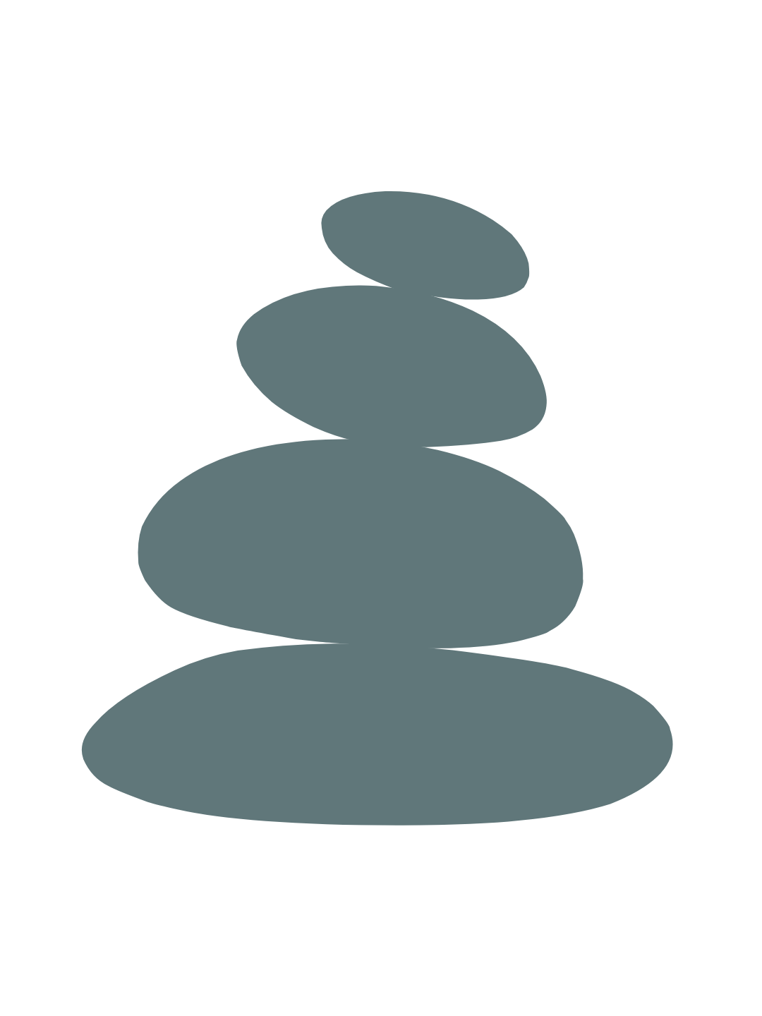 Stacked gray stones arranged from largest at the bottom to smallest at the top in a balanced formation.