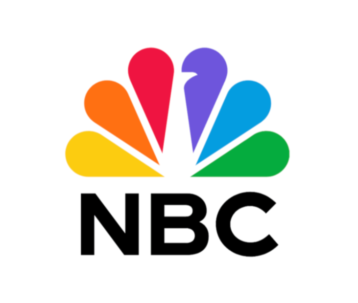 NBC logo with a multicolored peacock and the letters NBC beneath it.