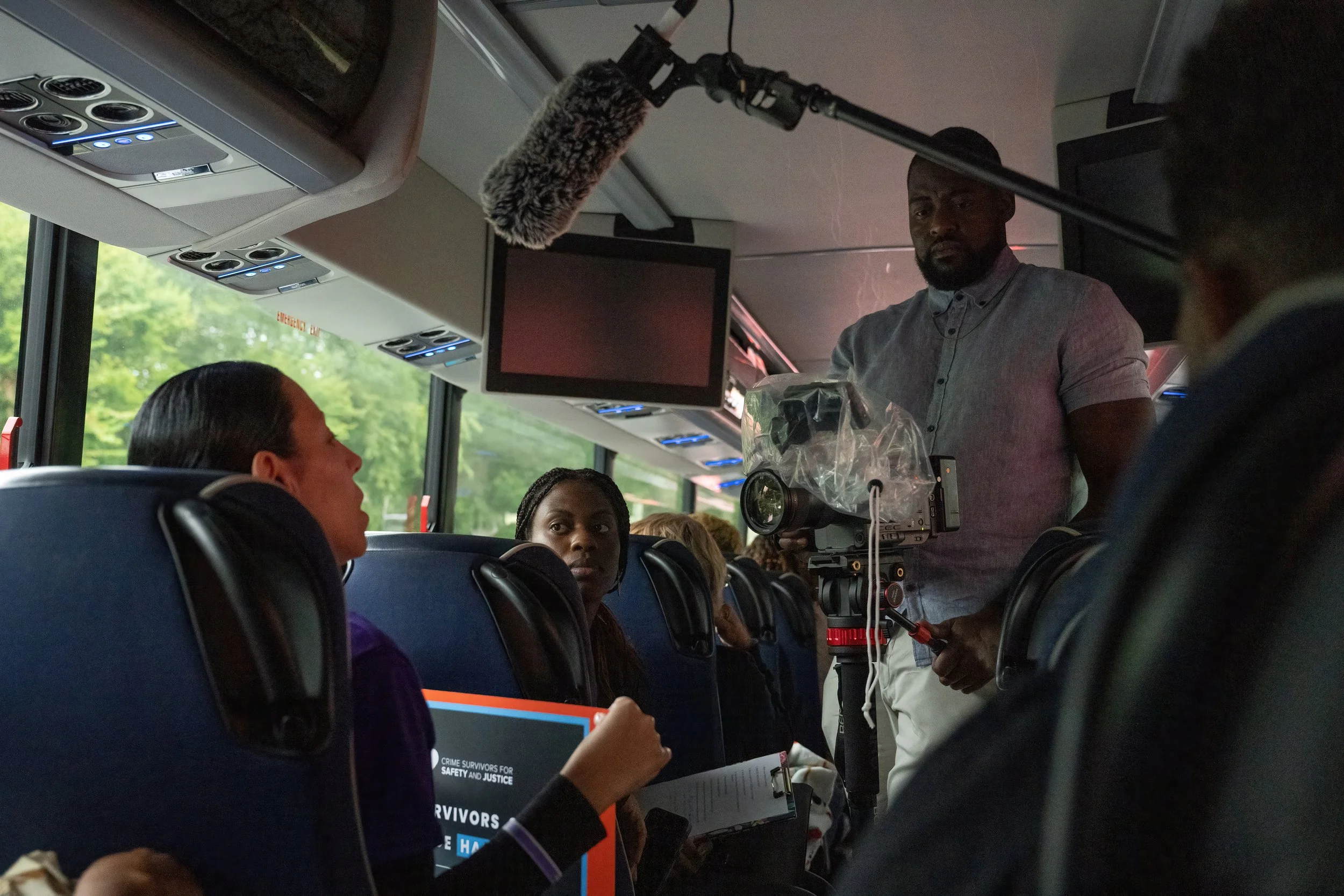 Natalie Johnson interviews CSSJ member in route to CSSJ March on Washington 2024. 