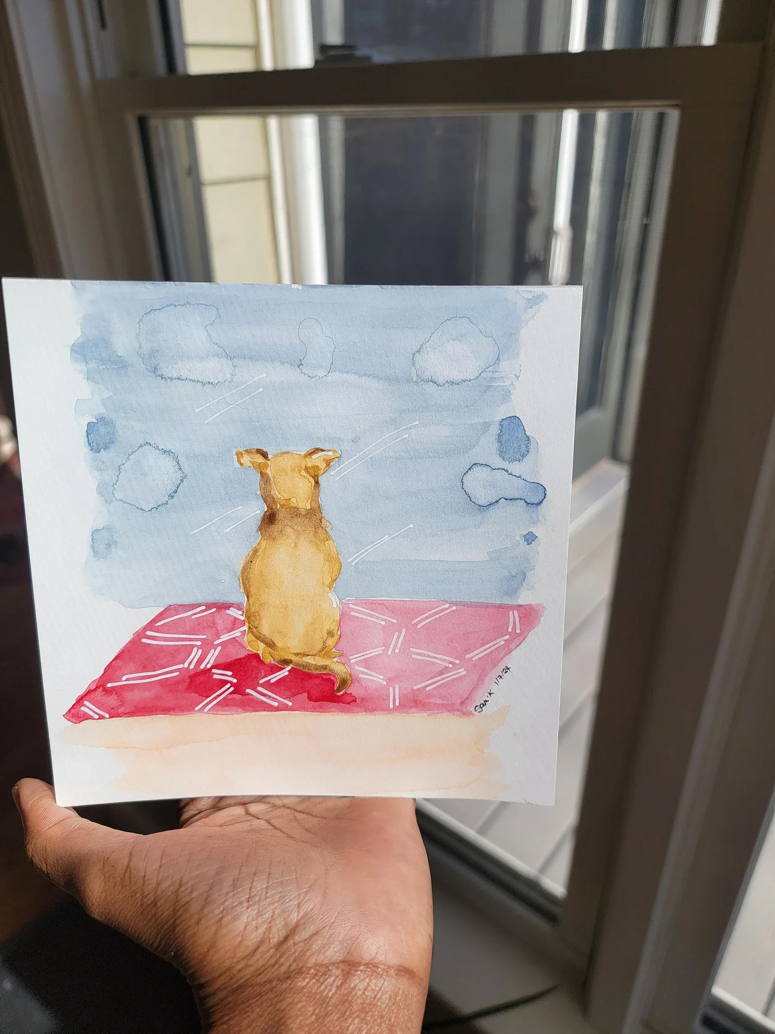 Dog Art, 6x6 Watercolor Original Painting