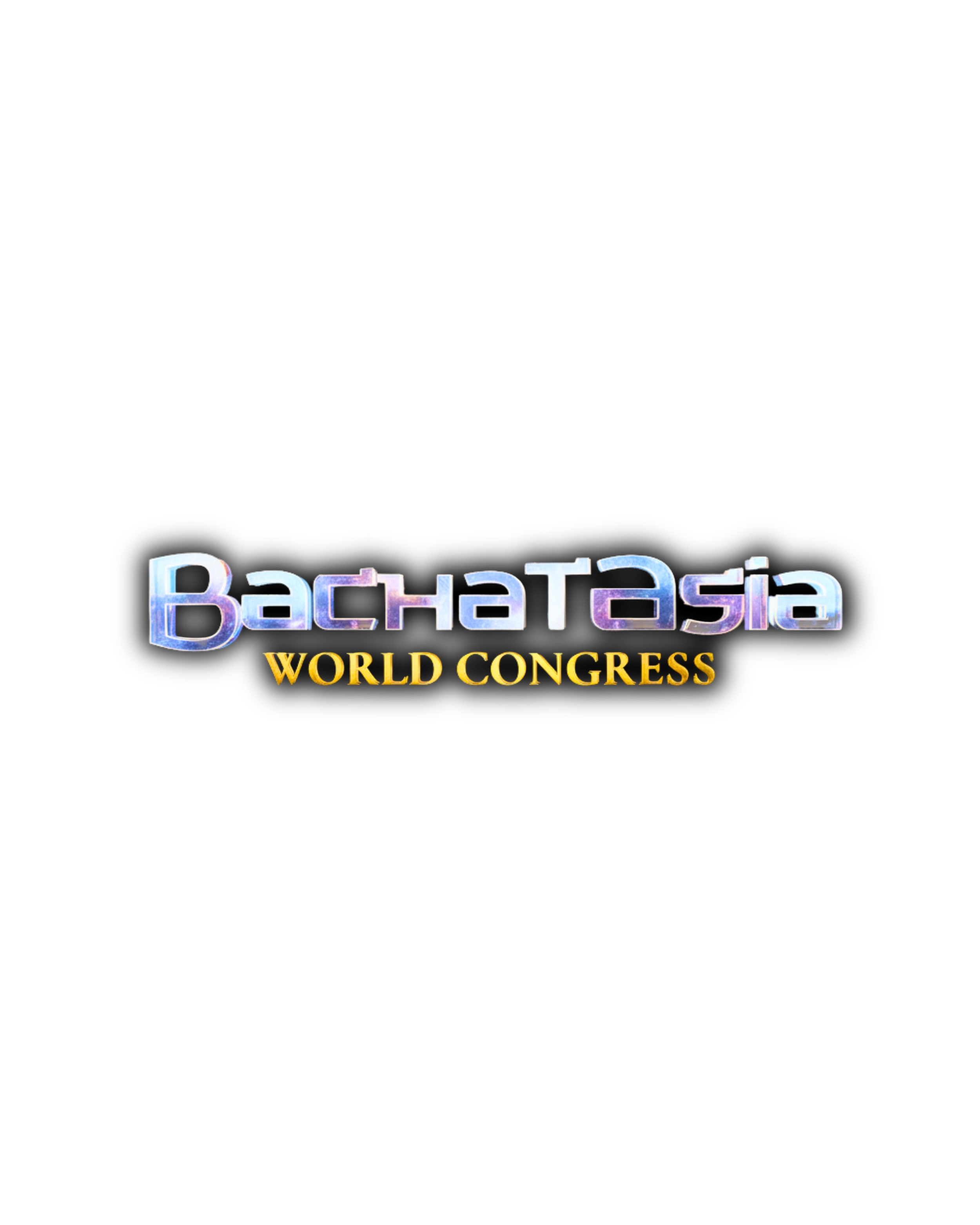 Logotipo de BachatAsia World Congress en letras estilizadas y coloridas sobre fondo negro.