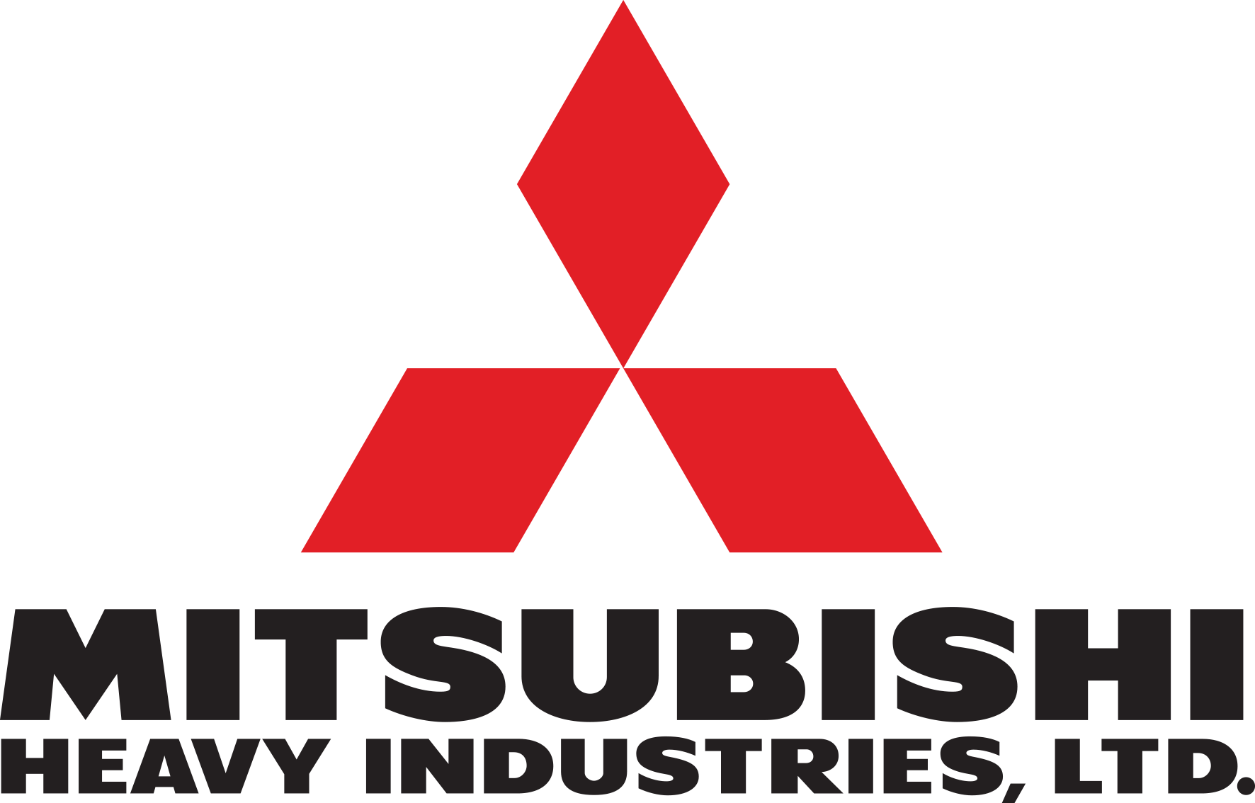 Logo of Mitsubishi Heavy Industries, Ltd., featuring a red three-diamond emblem above the company's name in bold black text.