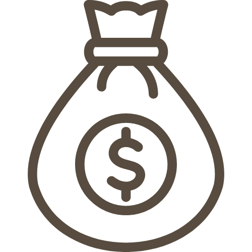 Ikona měsíce s penězi ilustrující úsporu času a nákladů a předcházení chybám během realizace.