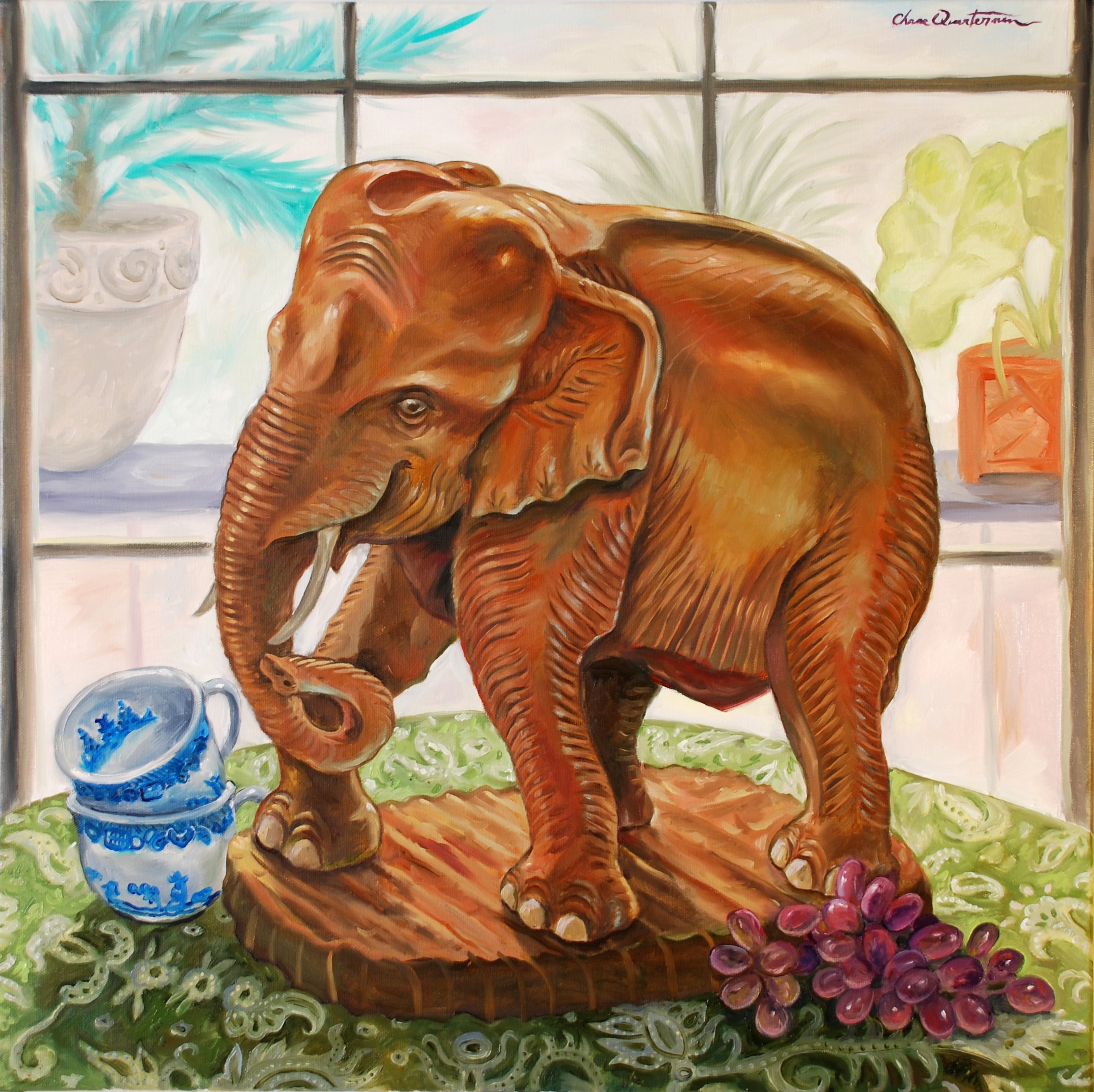 "Brown Elephant"—Oil on canvas, 24"x24" —$400