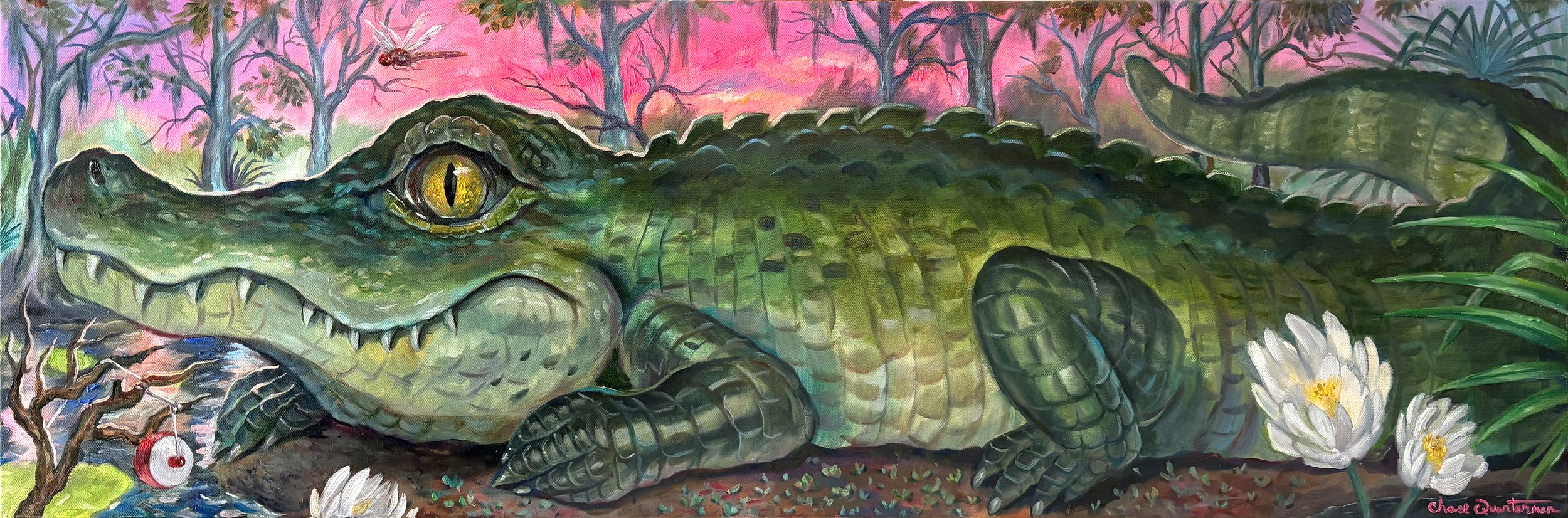 "Swamp Daze," Oil on canvas, 36" x 12", $700