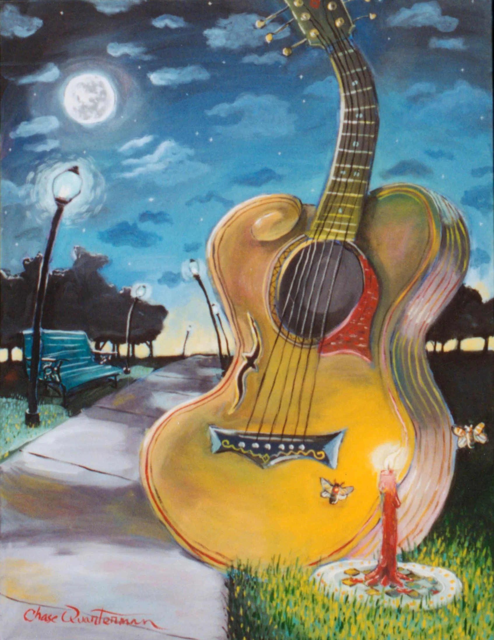 "Mystery Guitar"— Acrylic on canvas, 2004—SOLD